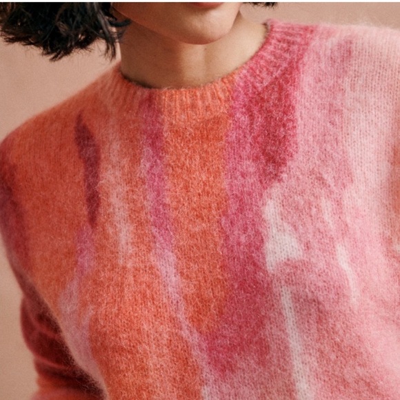 New! Sezane La Maille Judith Jumper Wool Blend Multicolor Sweater Womens Medium - Picture 2 of 15